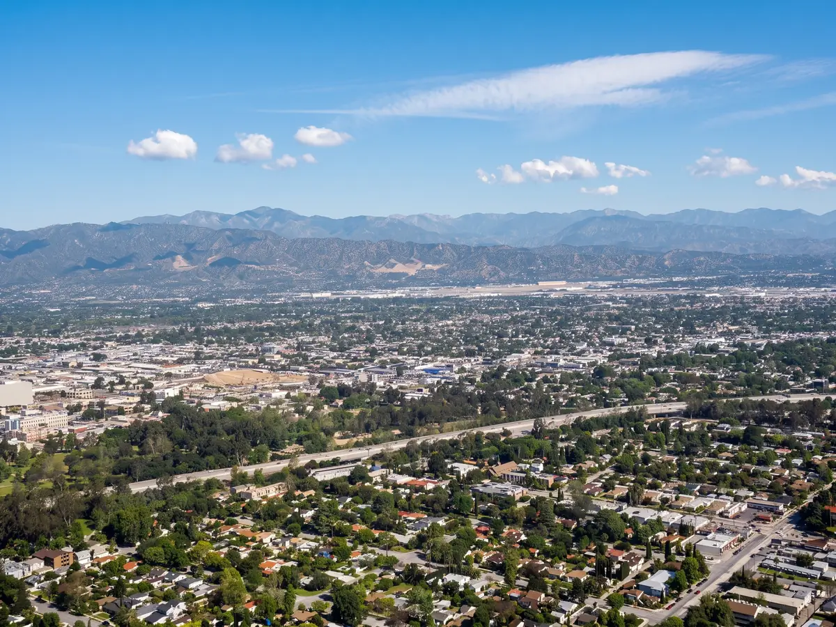 The San Fernando Valley seen from the hills, with the mountains beyond.